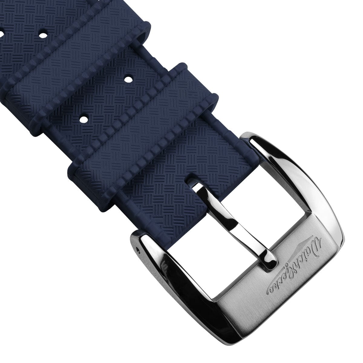Vintage Style Perforated Rubber Watch Strap - Blue