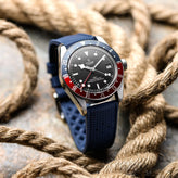 Vintage Style Perforated Rubber Watch Strap - Blue