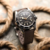 Vintage Style Perforated Rubber Watch Strap - Brown