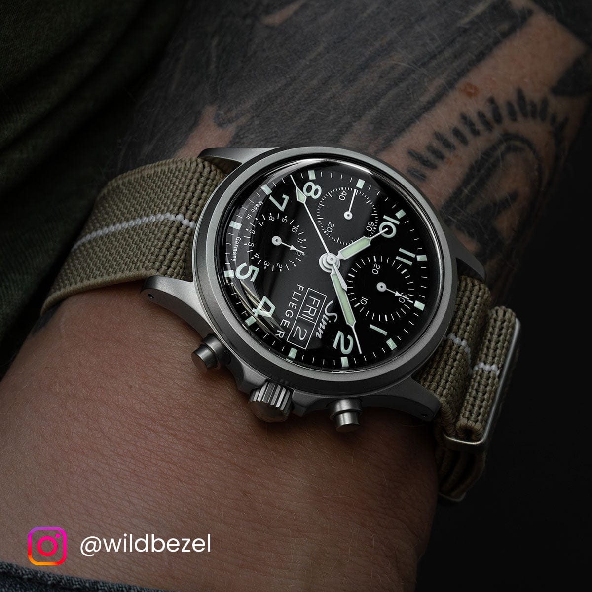 ZULUDIVER 1973 British Military Watch Strap: AIRBORNE Elastic - Khaki & White