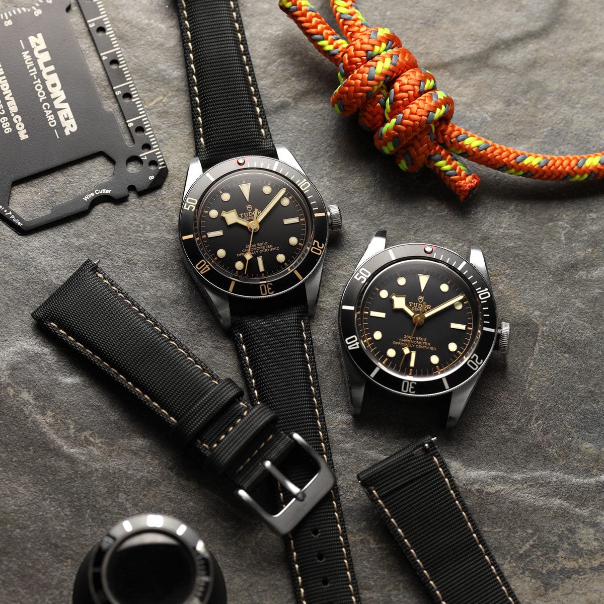 ZULUDIVER Mayday Sailcloth Padded Divers Watch Strap - Grey Stitching