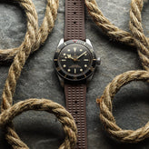 ZULUDIVER Seacroft Waffle FKM Rubber Dive Watch Strap (MkII) - Brown - Brushed Buckle
