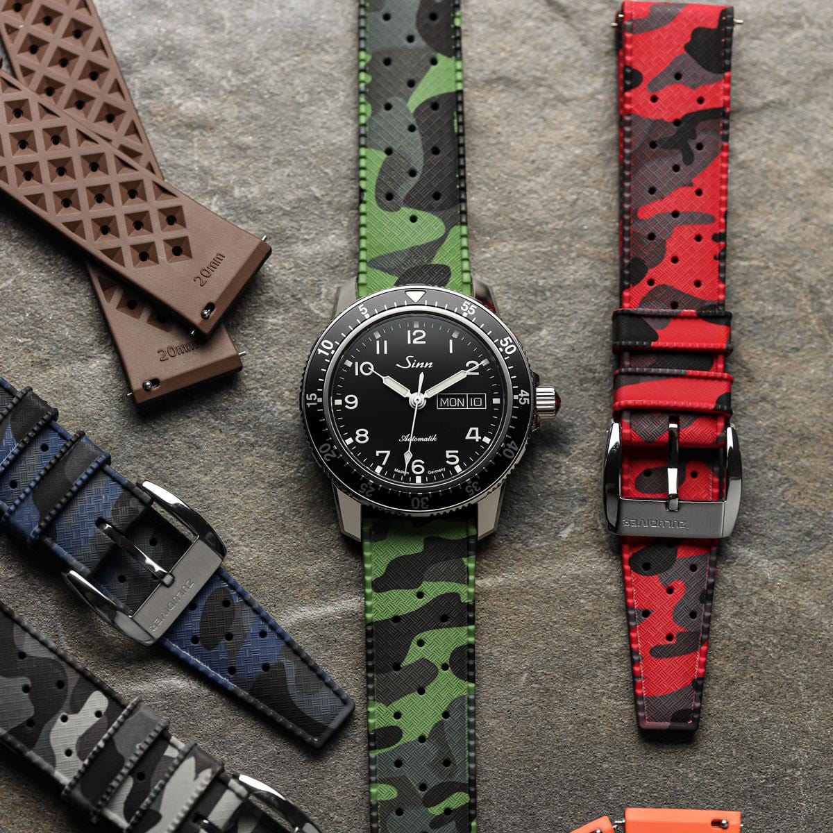 ZULUDIVER Tropic Style FKM Rubber Watch Strap - Camouflage Green