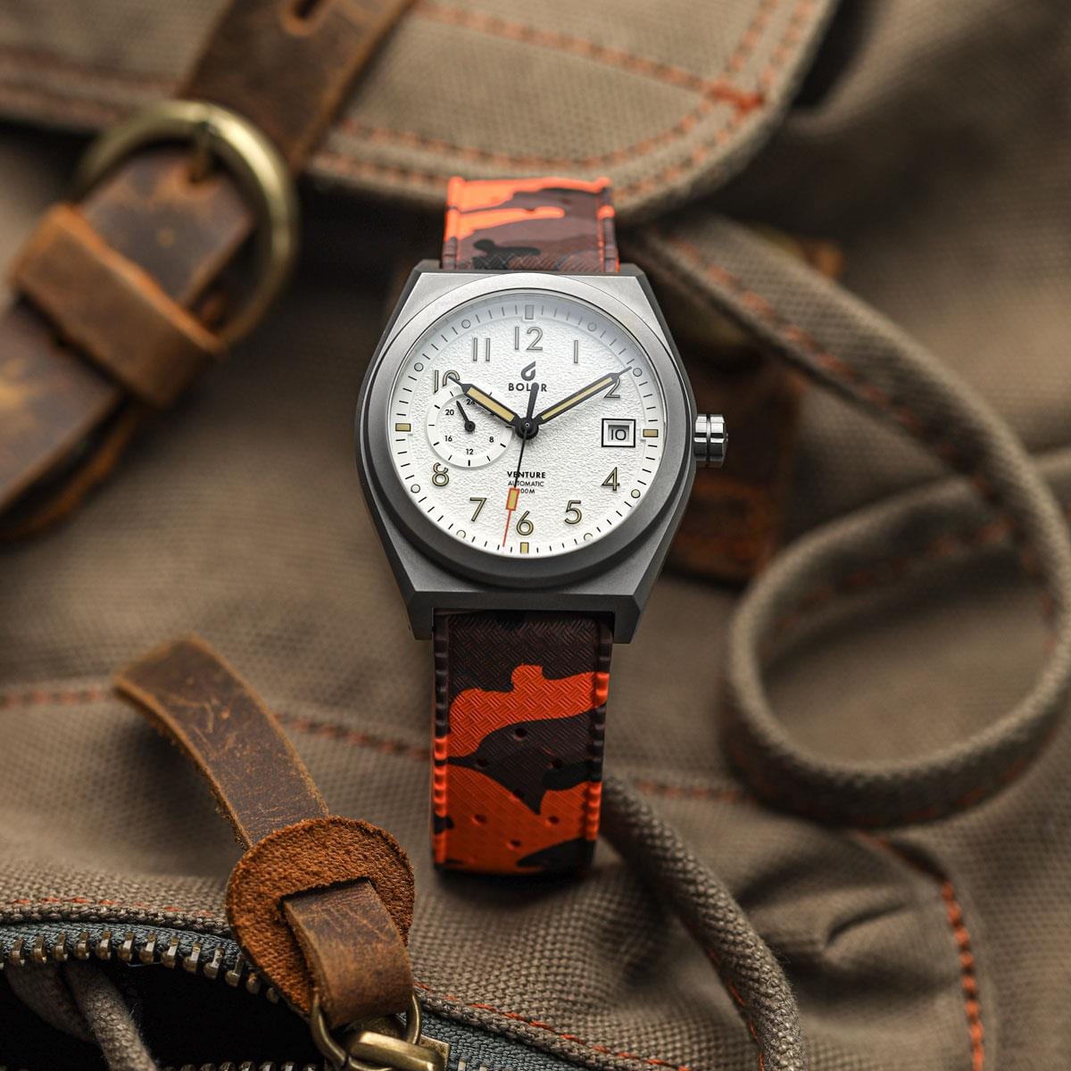 ZULUDIVER Tropic Style FKM Rubber Watch Strap - Camouflage Orange