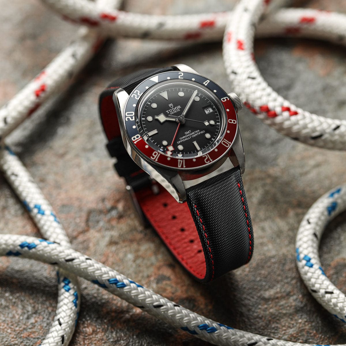 ZULUIDIVER Mayday Regatta Sailcloth Divers Watch Strap - Red