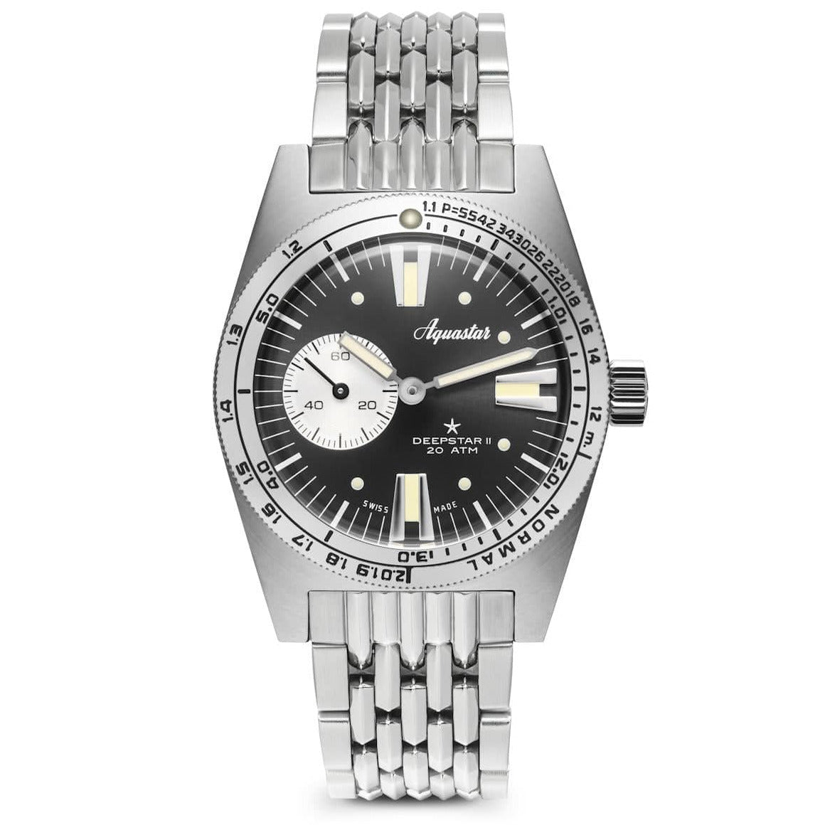 Aquastar Deepstar 2 37mm Steel Grey Dial BOR Bracelet | WatchGecko