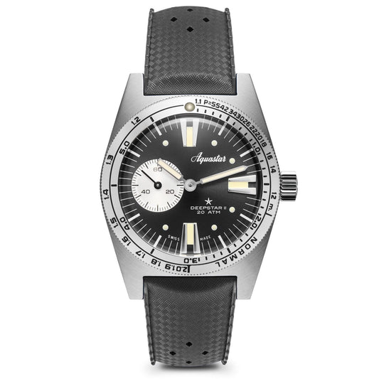 Aquastar Deepstar 2 37mm Steel Grey Dial TROPIC Strap