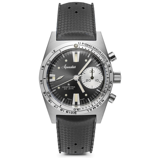 Aquastar Deepstar 39mm Chronograph Steel Grey Dial Tropic Strap