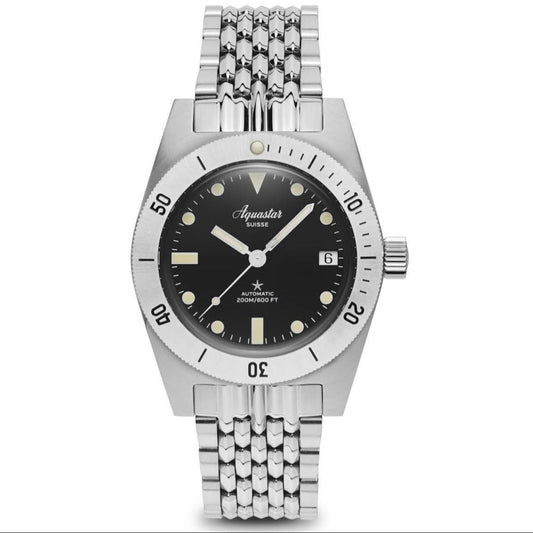 Aquastar Model 60 Black Dial BOR Bracelet