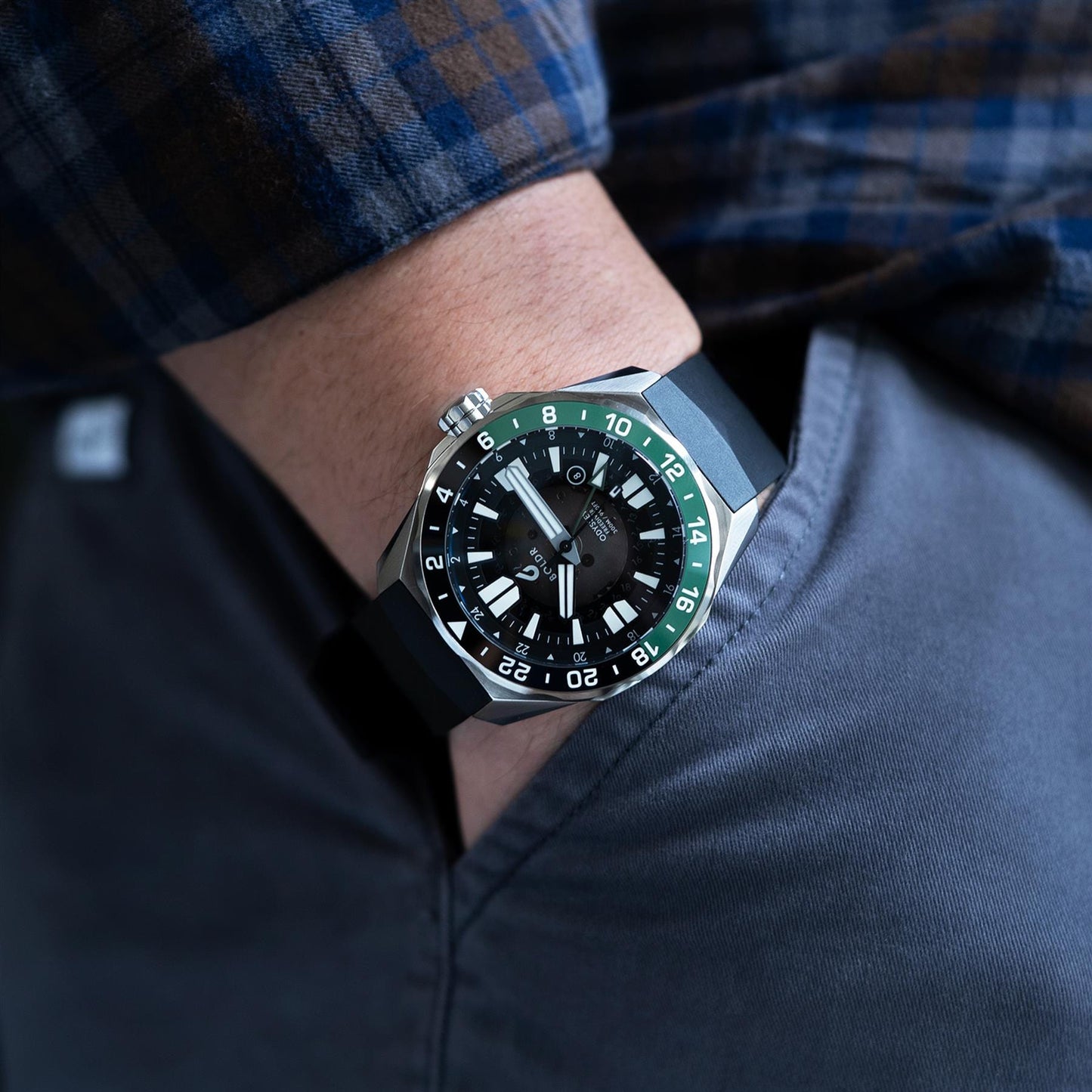 Boldr Odyssey Freediver GMT - Black / Green - NEARLY NEW