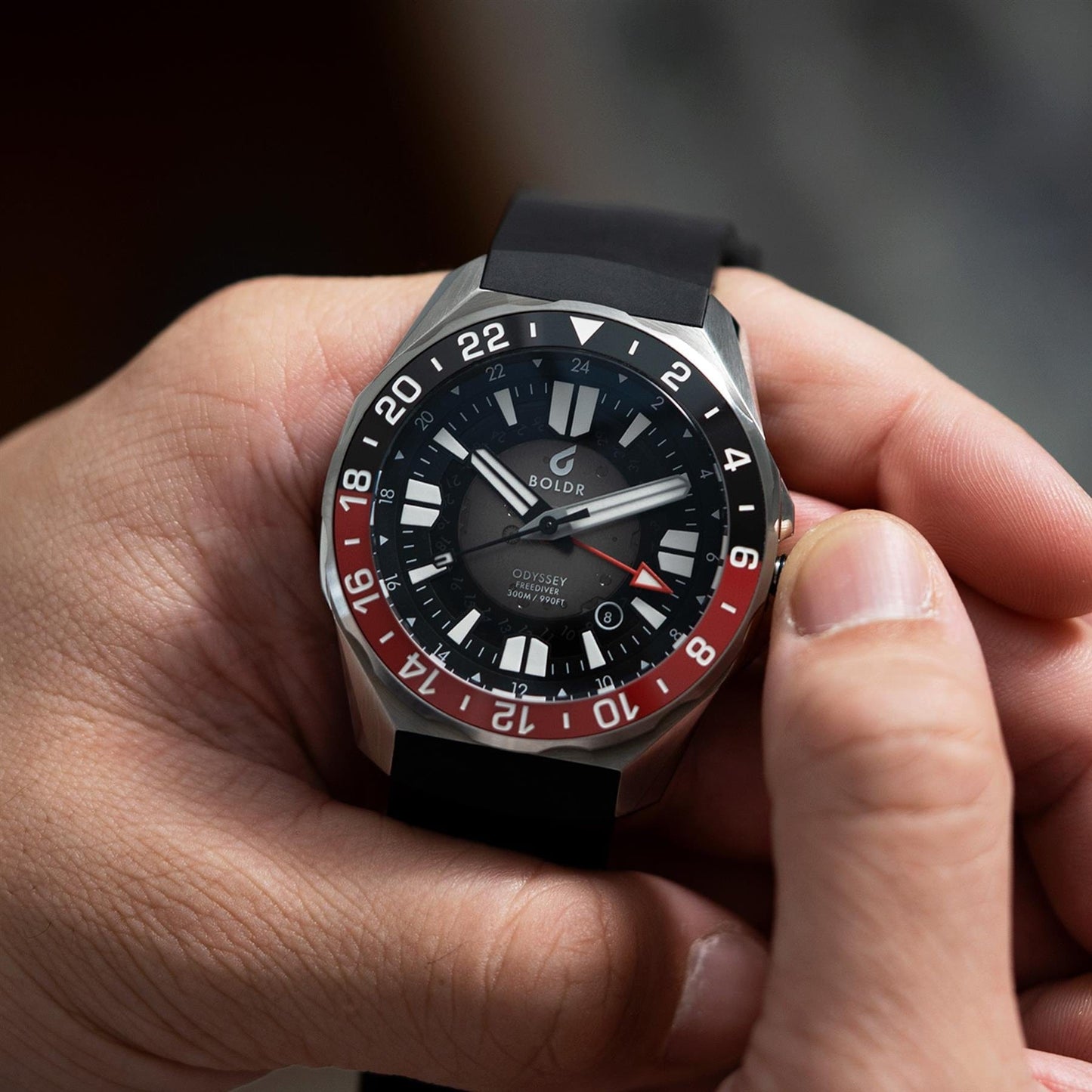 Boldr Odyssey Freediver GMT - Black / Red - NEARLY NEW