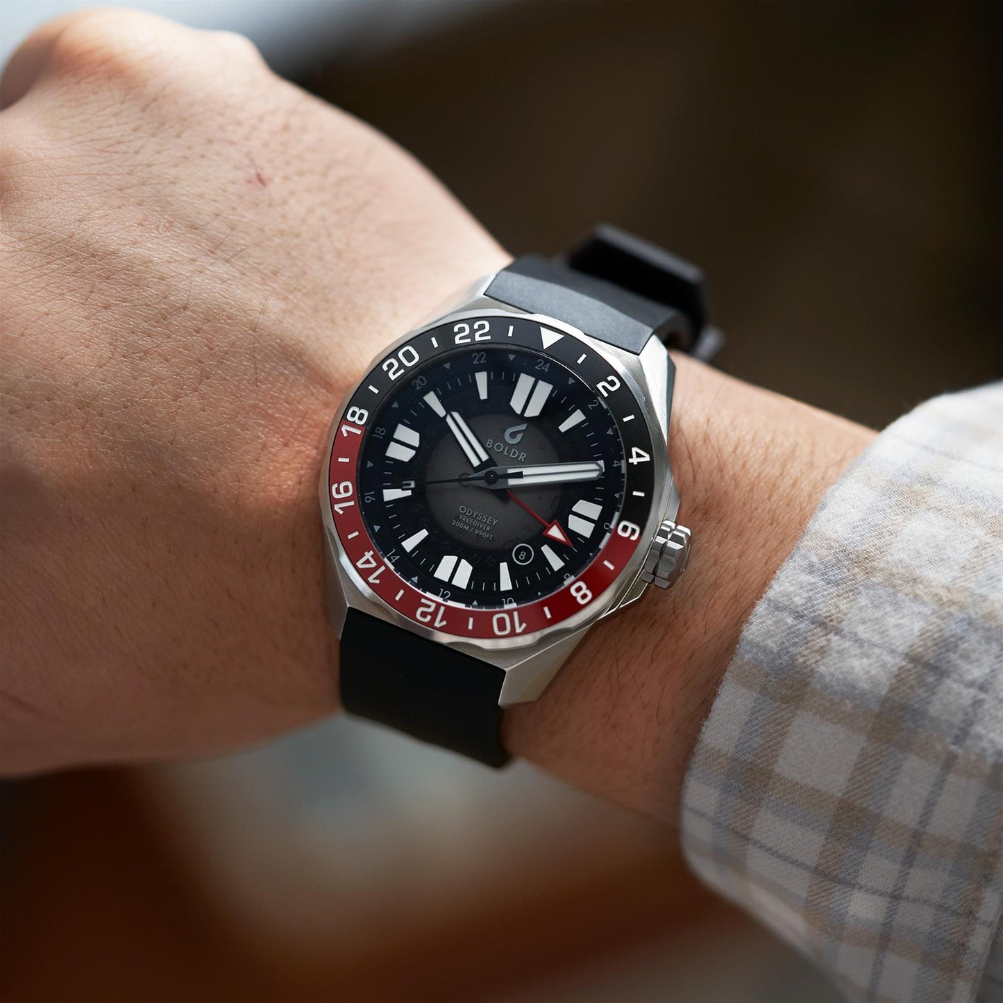 Boldr Odyssey Freediver GMT - Black / Red - NEARLY NEW