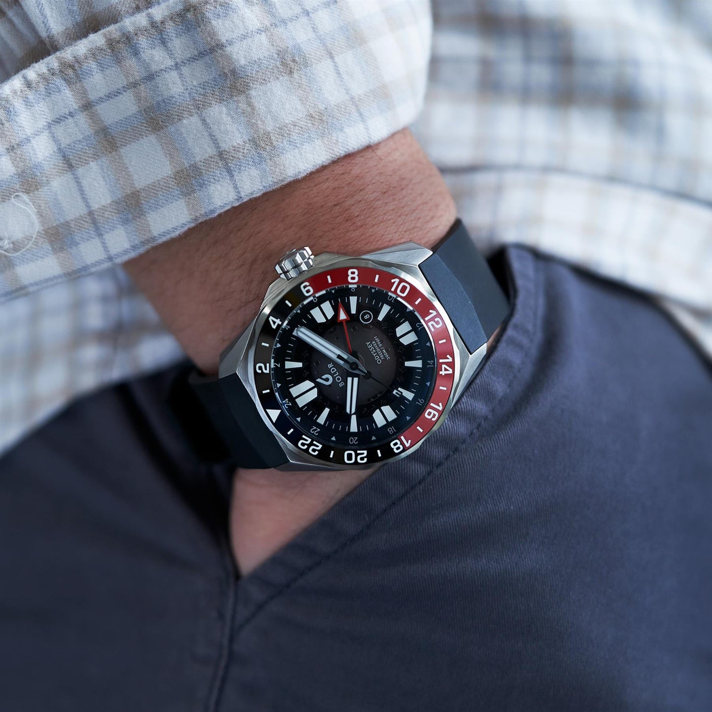 Boldr Odyssey Freediver GMT - Black / Red - NEARLY NEW