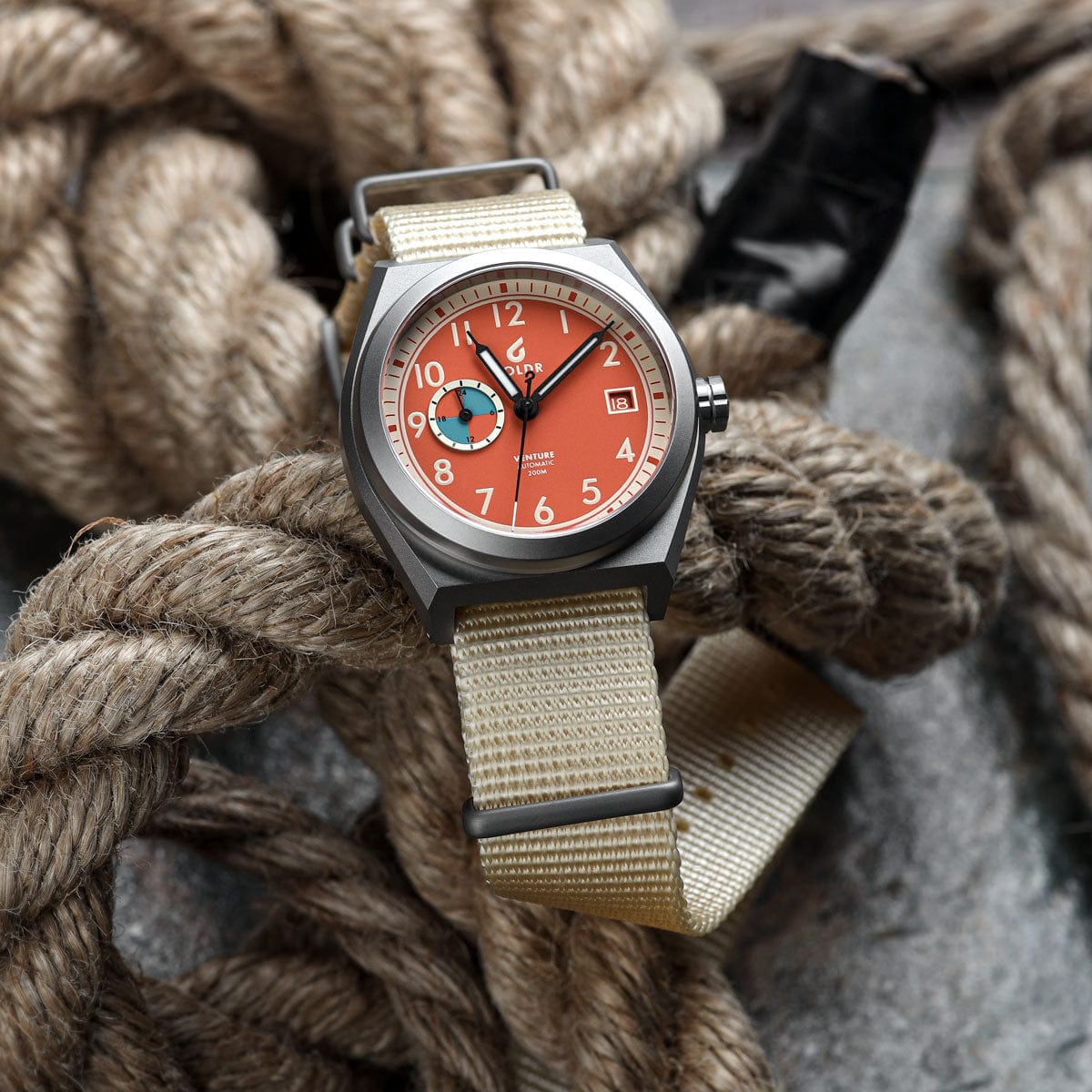 Boldr Venture Wayfarer Automatic Watch - Tangerine - NEARLY NEW