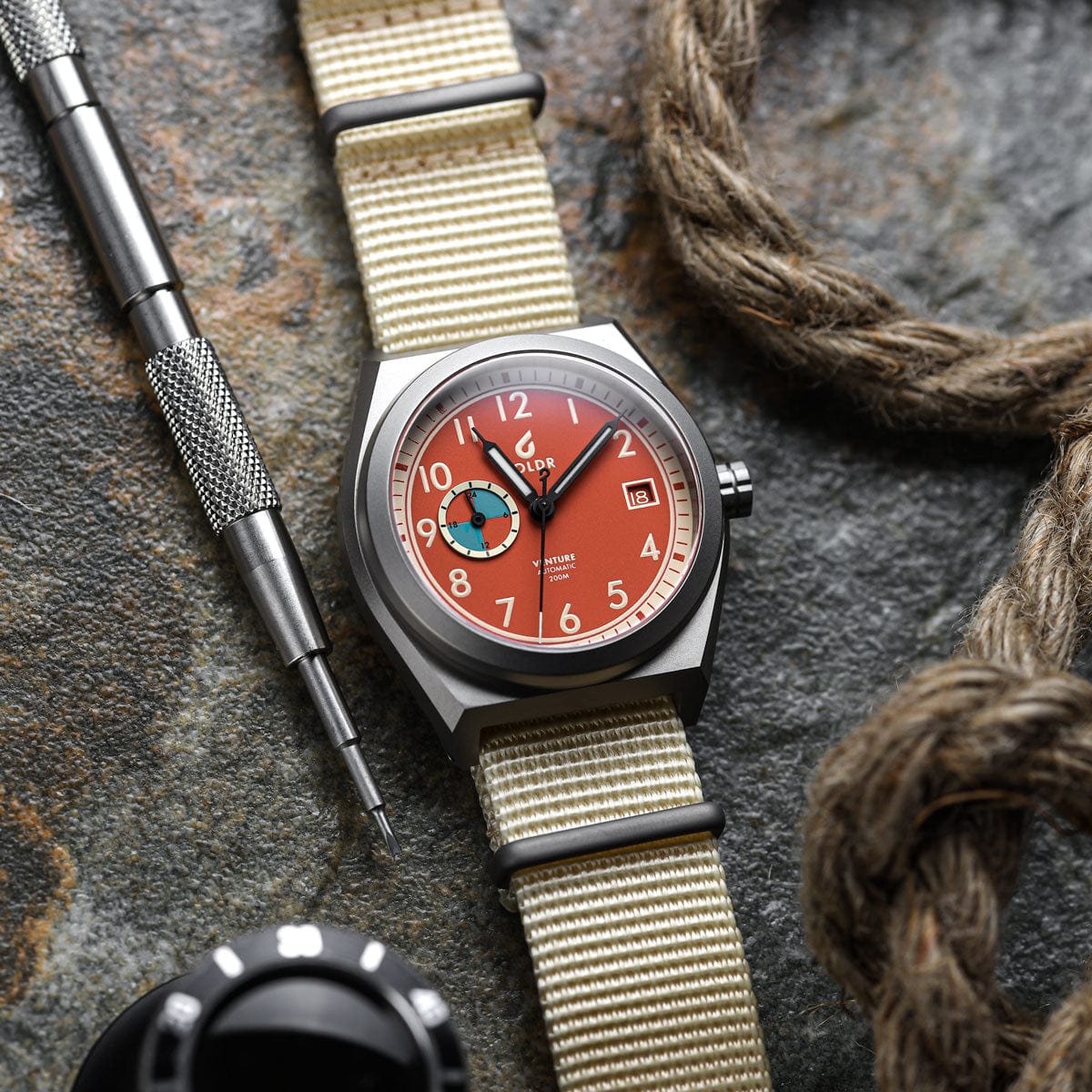 Boldr Venture Wayfarer Automatic Watch - Tangerine - NEARLY NEW