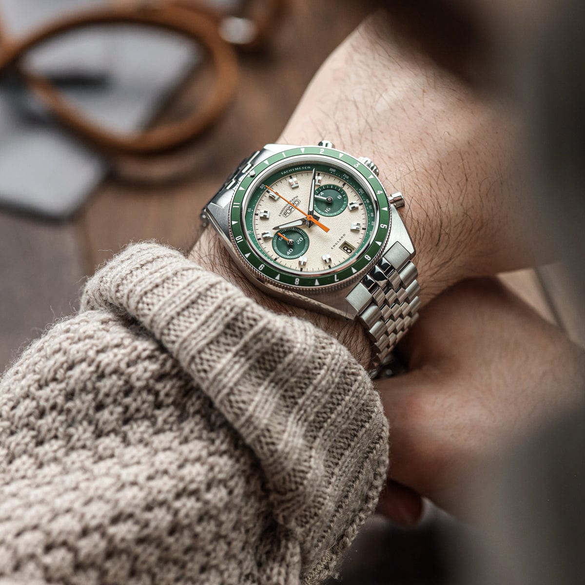 FORZO G2 Drive King Chronograph Watch - Cream / Green Dial