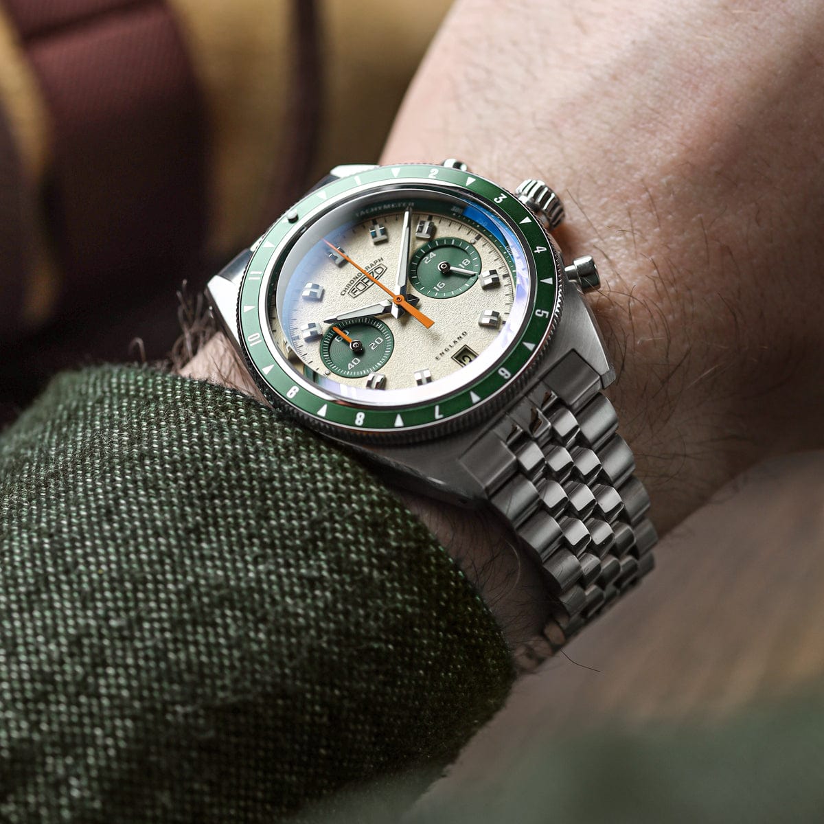 FORZO G2 Drive King Chronograph Watch - Cream / Green Dial