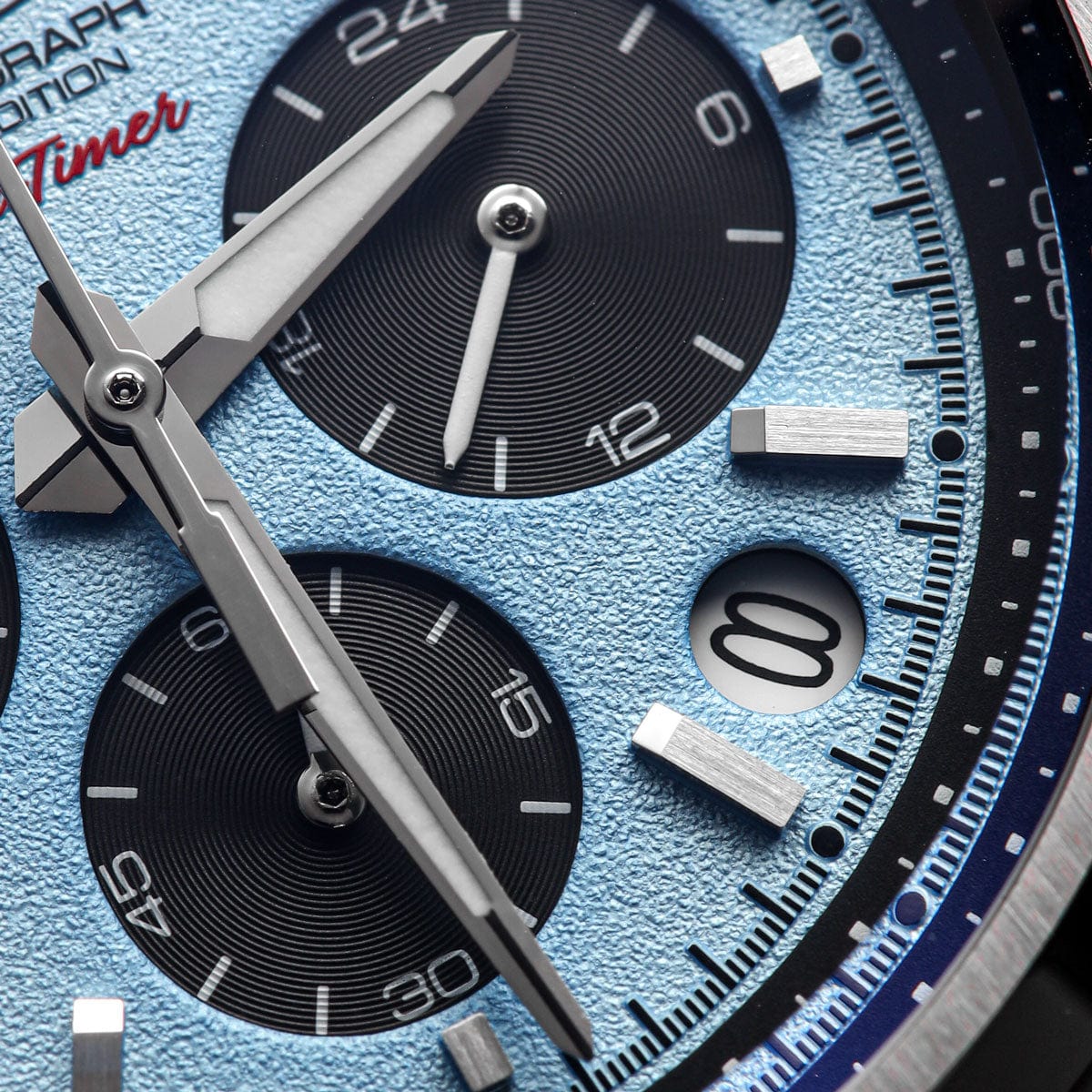 FORZO 406A EnduraTimer Chronograph with Light Blue Dial Macro 002