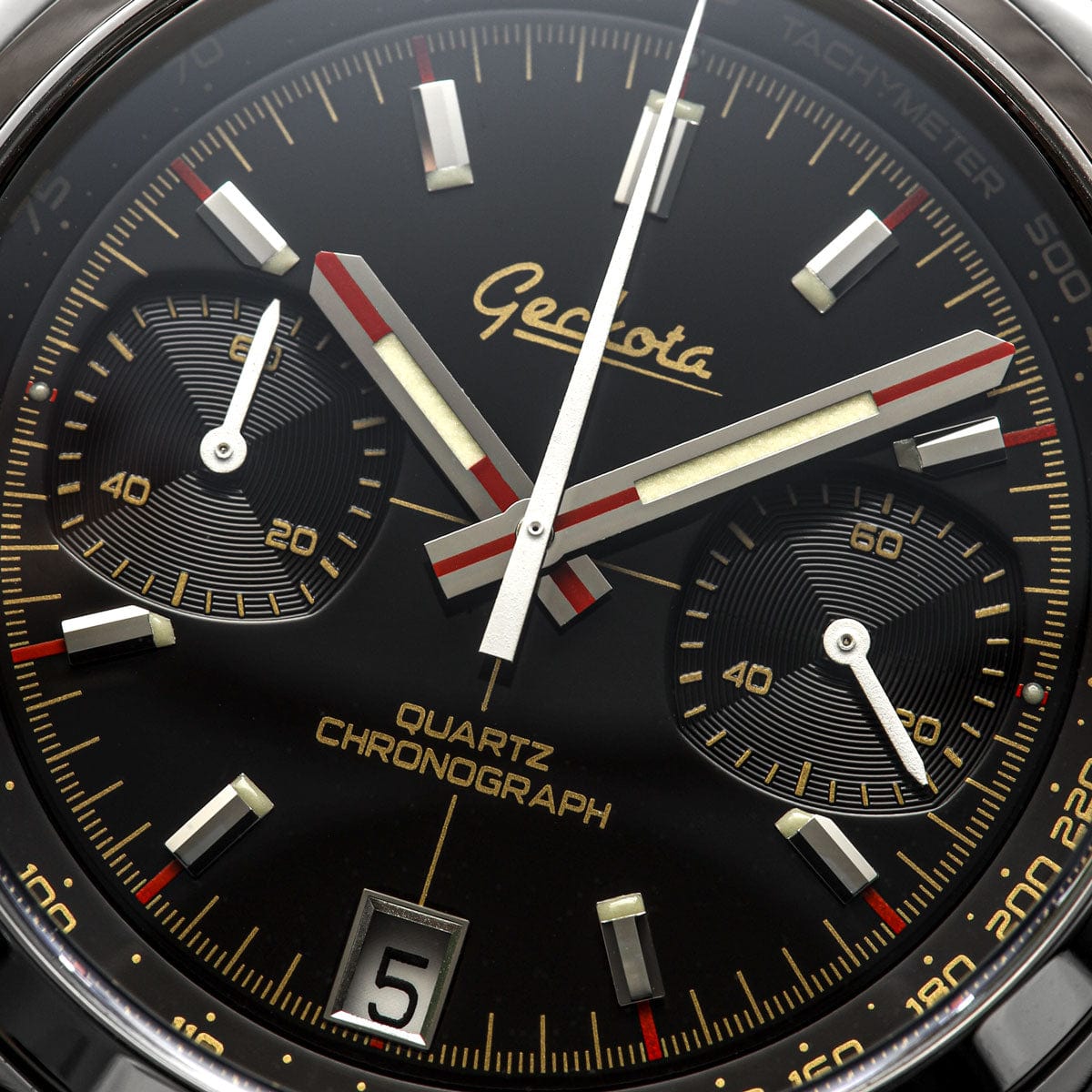 Geckota Chronotimer Chronograph Watch Black Dial - NEARLY NEW