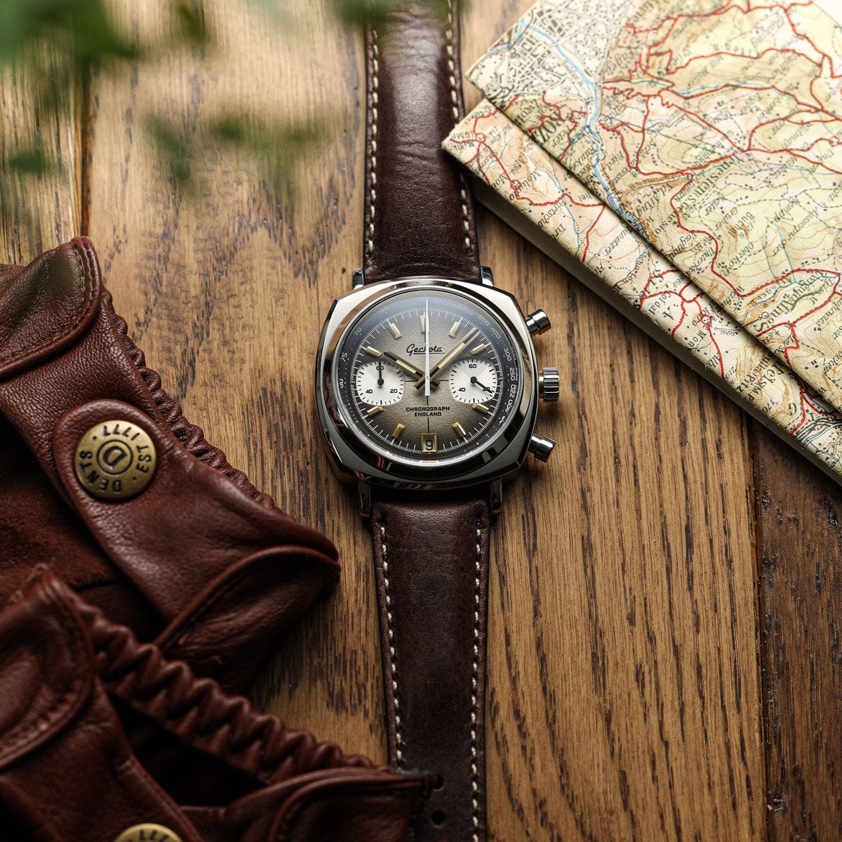 Geckota Chronotimer Chronograph Watch Brown Fumé Dial TP-369-2 - NEARLY NEW