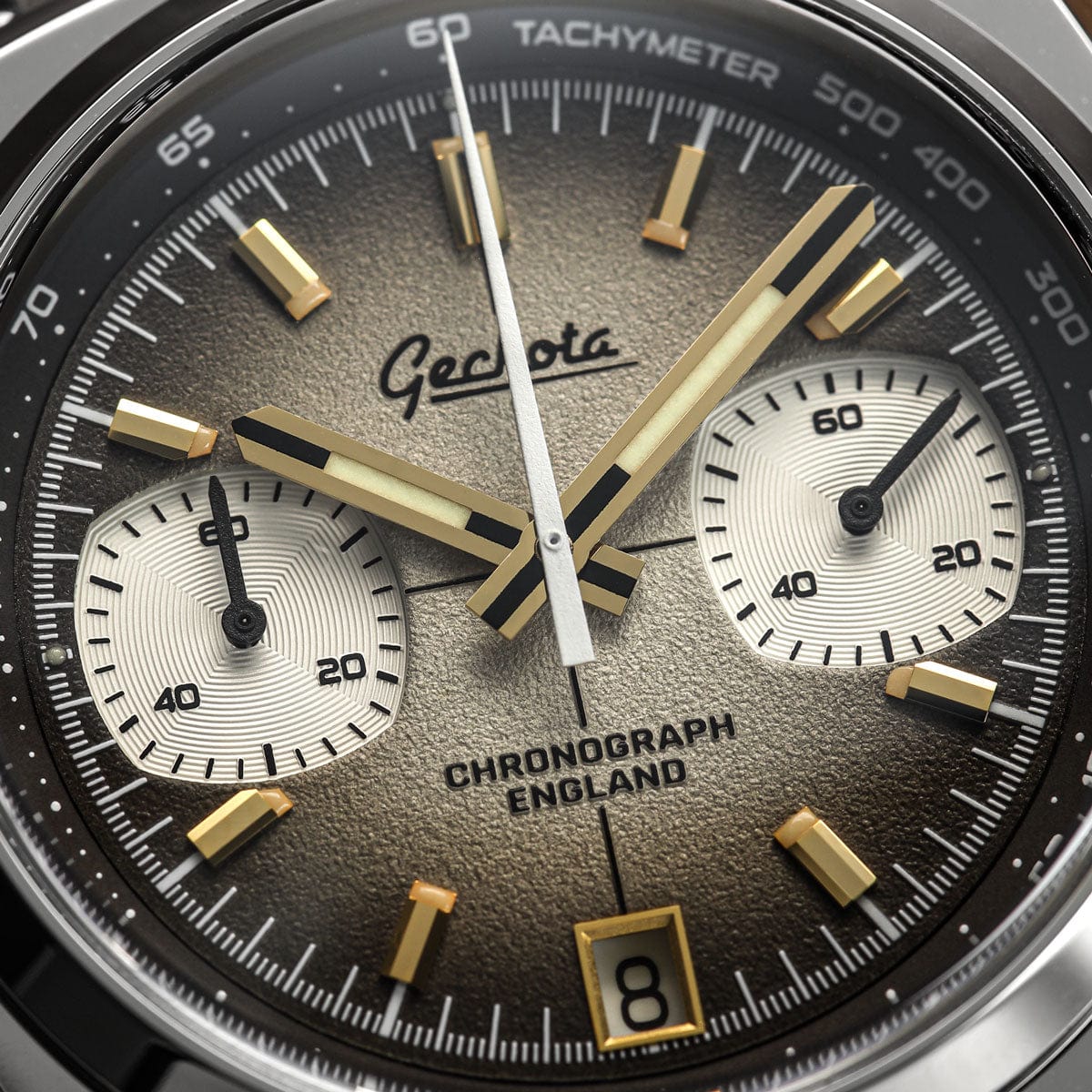 Geckota Chronotimer Chronograph Watch Brown Fumé Dial TP-369-2 - NEARLY NEW
