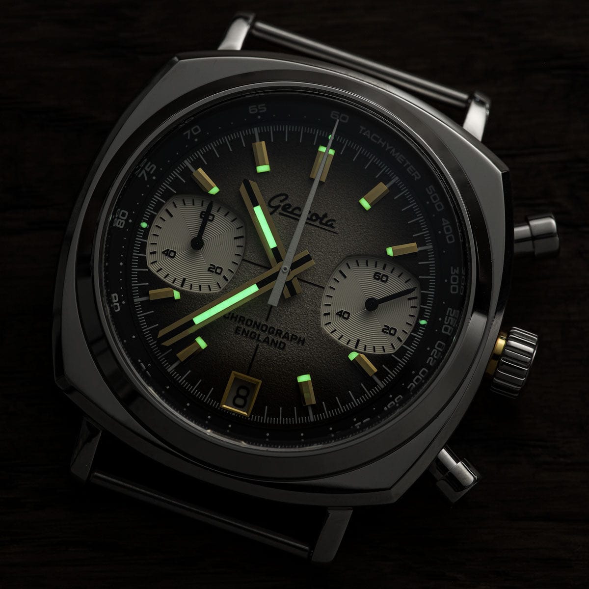 Geckota Chronotimer Chronograph Watch Brown Fumé Dial TP-369-2 - NEARLY NEW