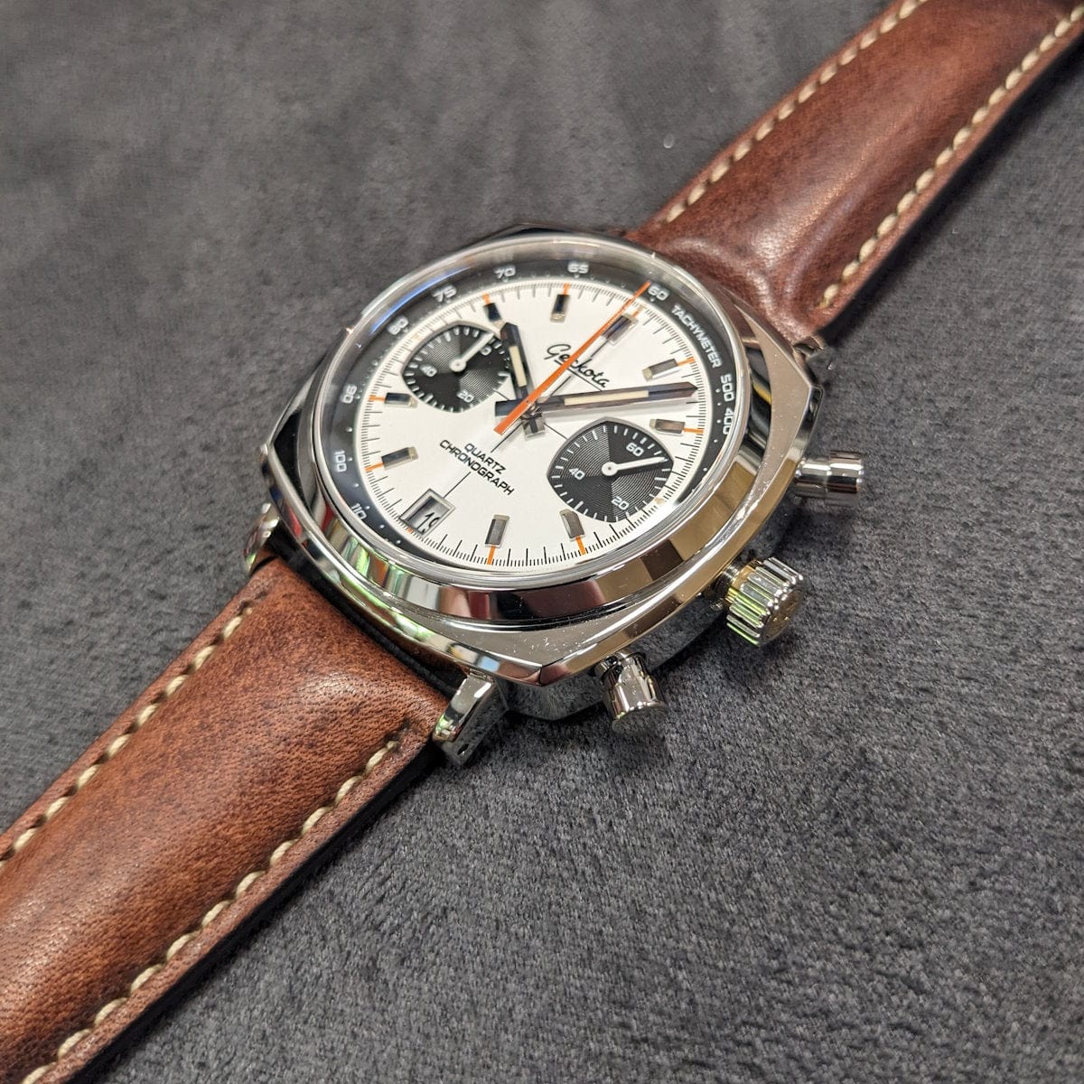 Geckota Chronotimer Chronograph Watch Racing Panda Dial - NEARLY NEW