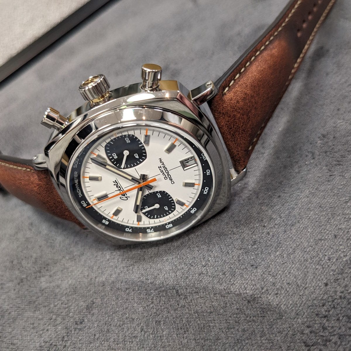 Geckota Chronotimer Chronograph Watch Racing Panda Dial - NEARLY NEW