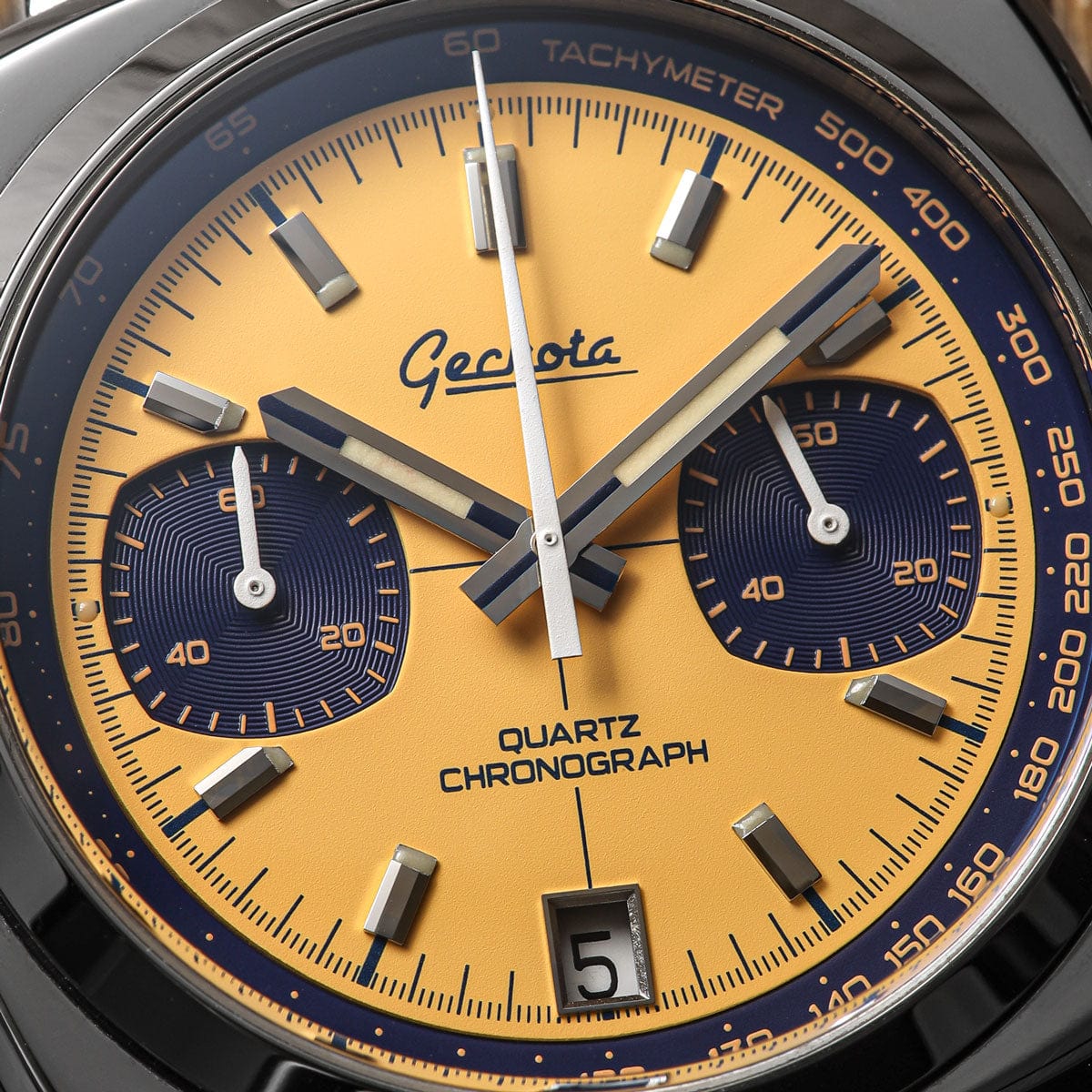 Geckota Chronotimer Racing Chronograph Watch Yellow Dial VS-369-4 - NEARLY NEW