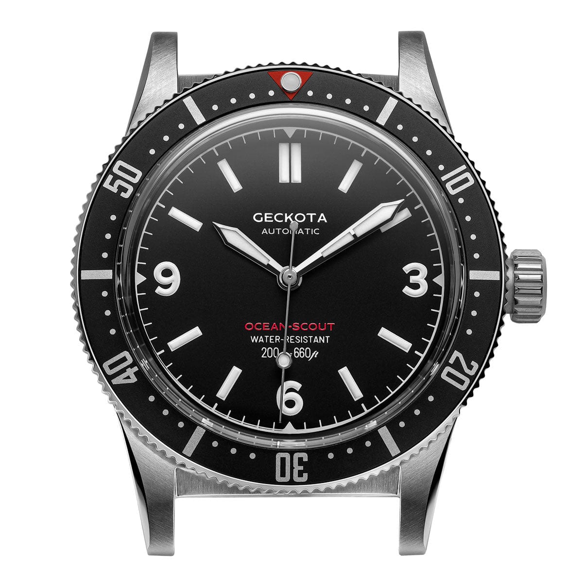 Geckota Ocean-Scout Dive Watch - Raven Black - Berwick Stainless Steel Strap