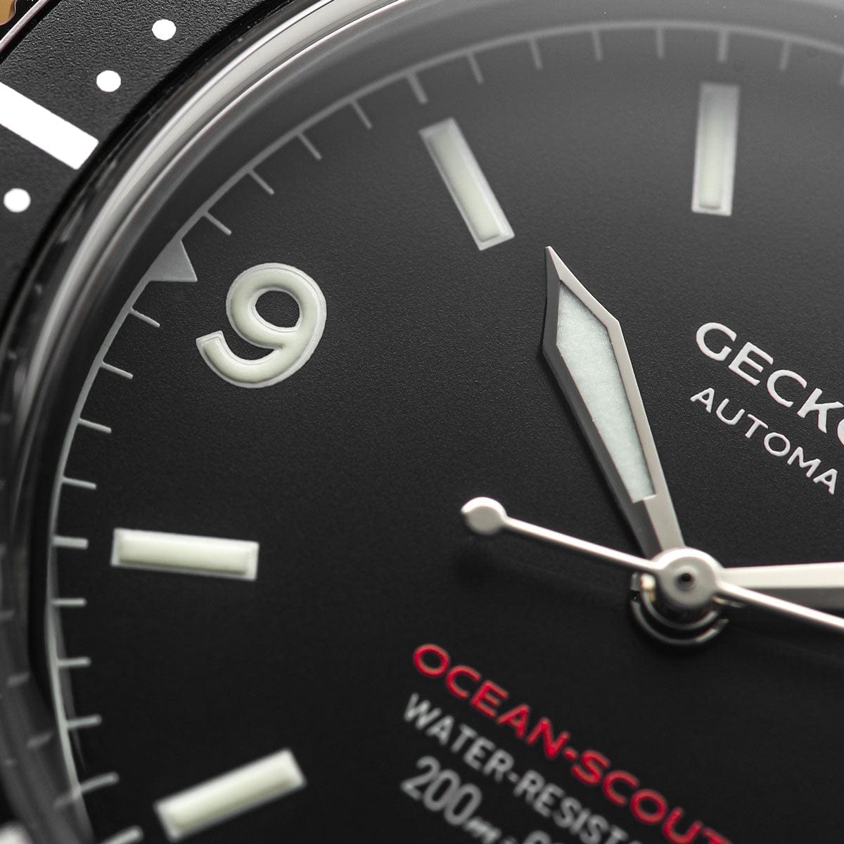 Geckota Ocean-Scout Dive Watch - Raven Black - Berwick Stainless Steel Strap