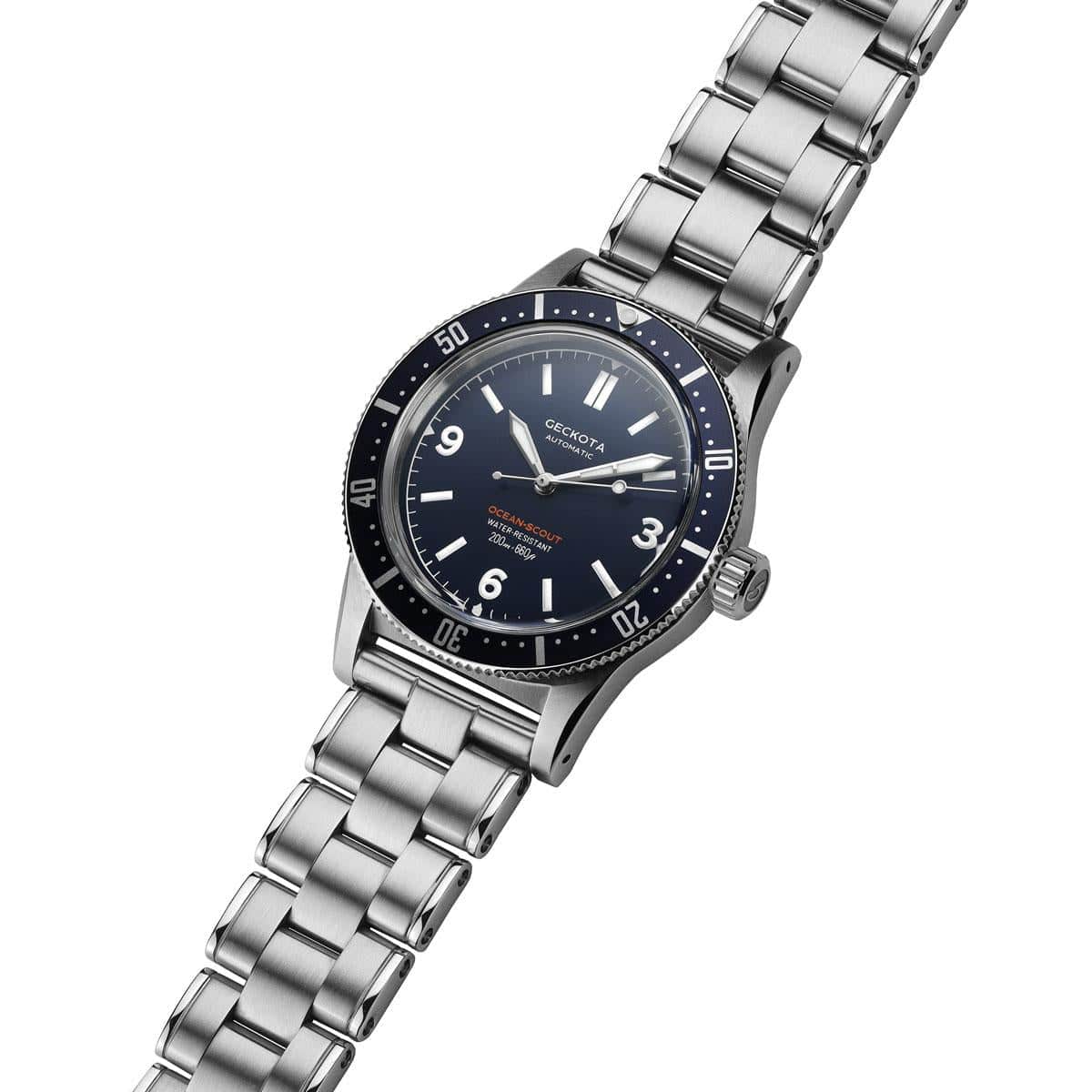 Geckota Ocean-Scout Dive Watch - Royal Blue - Berwick Stainless Steel Strap
