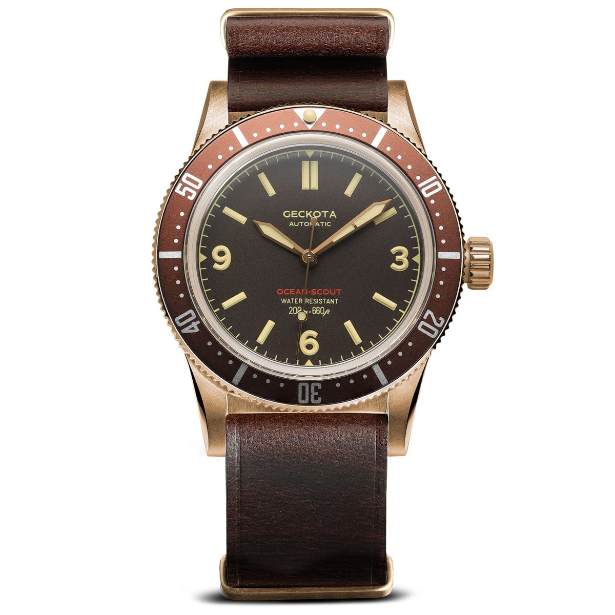 Geckota Ocean-Scout Dive Watch - Sienna Brown - Gold