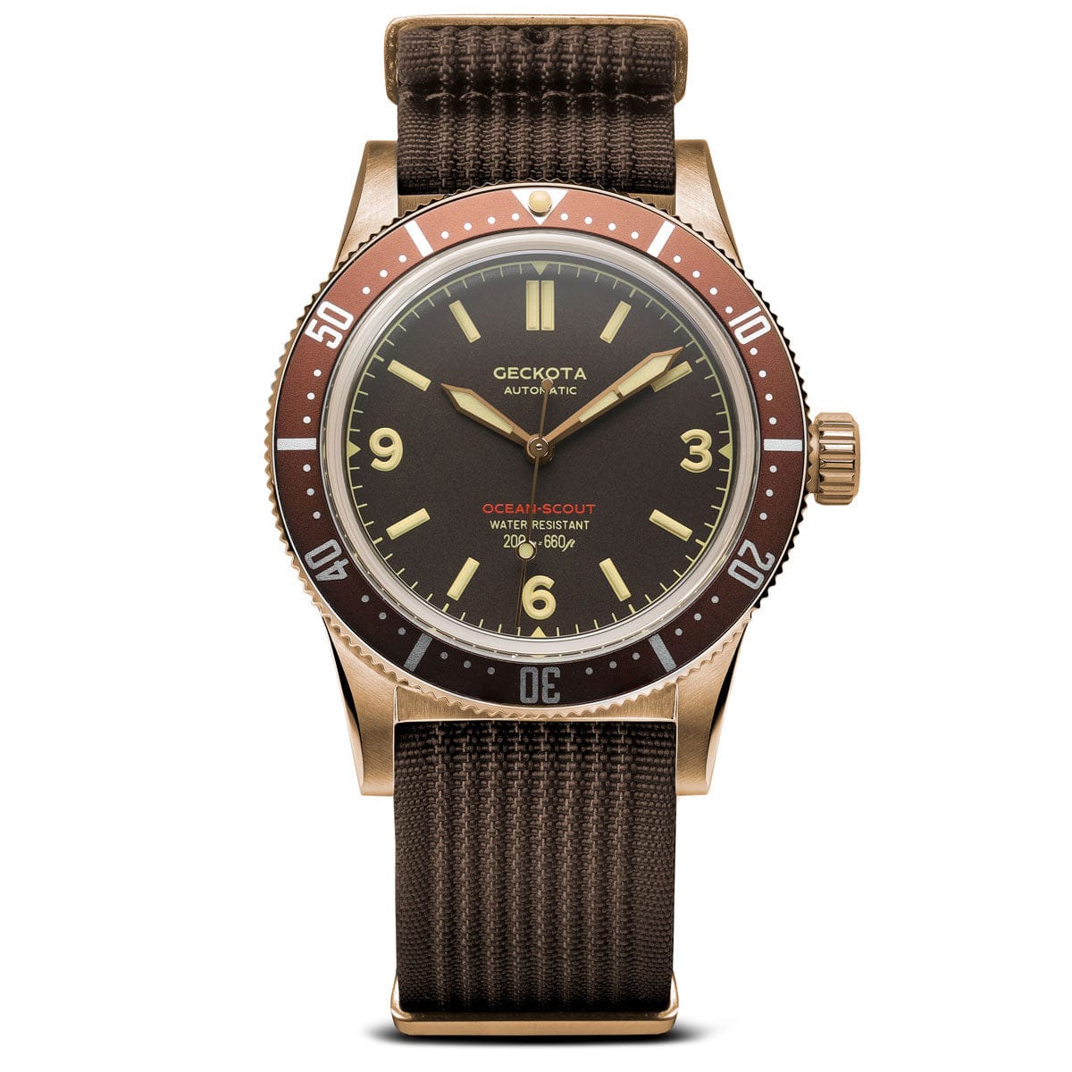 Geckota Ocean-Scout Dive Watch - Sienna Brown - Gold