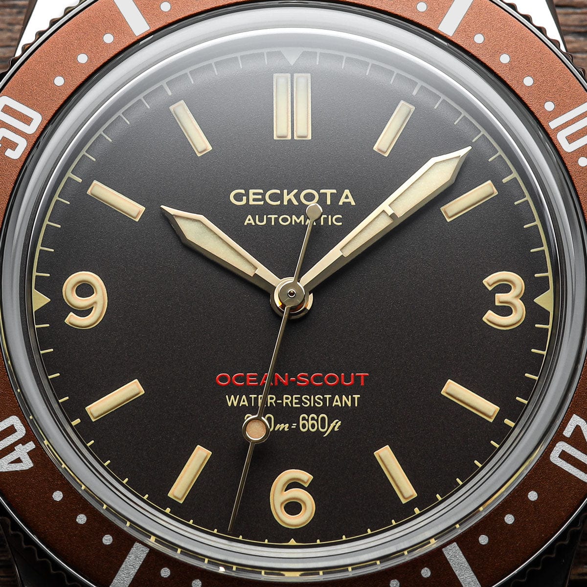 Geckota Ocean-Scout Dive Watch - Sienna Brown - Silver