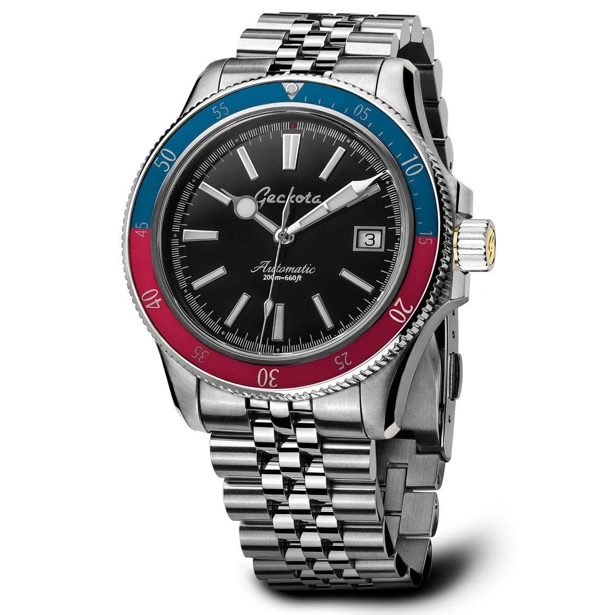 Geckota Sea Hunter Automatic Diver's Watch - Blue / Red - NEARLY NEW