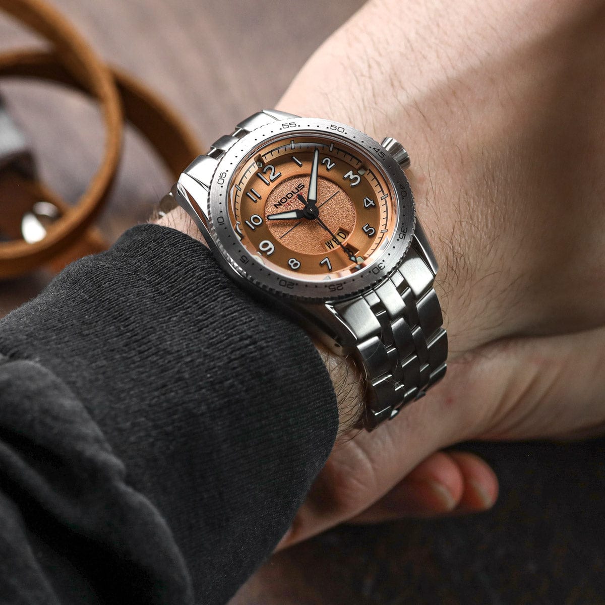 Nodus Sector Pilot Automatic Watch - Flyer Salmon - DLC Bezel - NEARLY NEW
