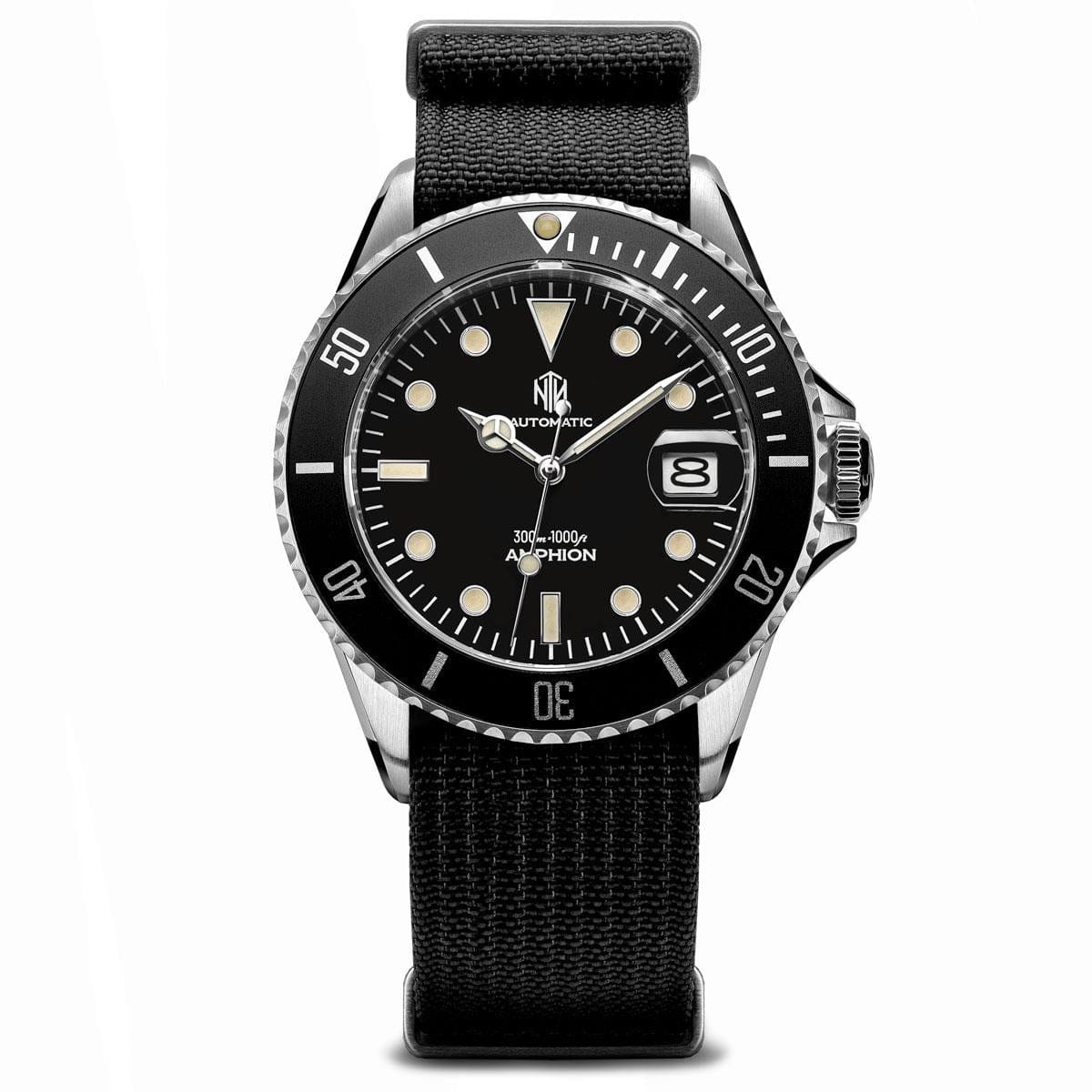 NTH Amphion Dive Watch - Onyx Black - Ridge Nylon - WatchGecko Exclusive