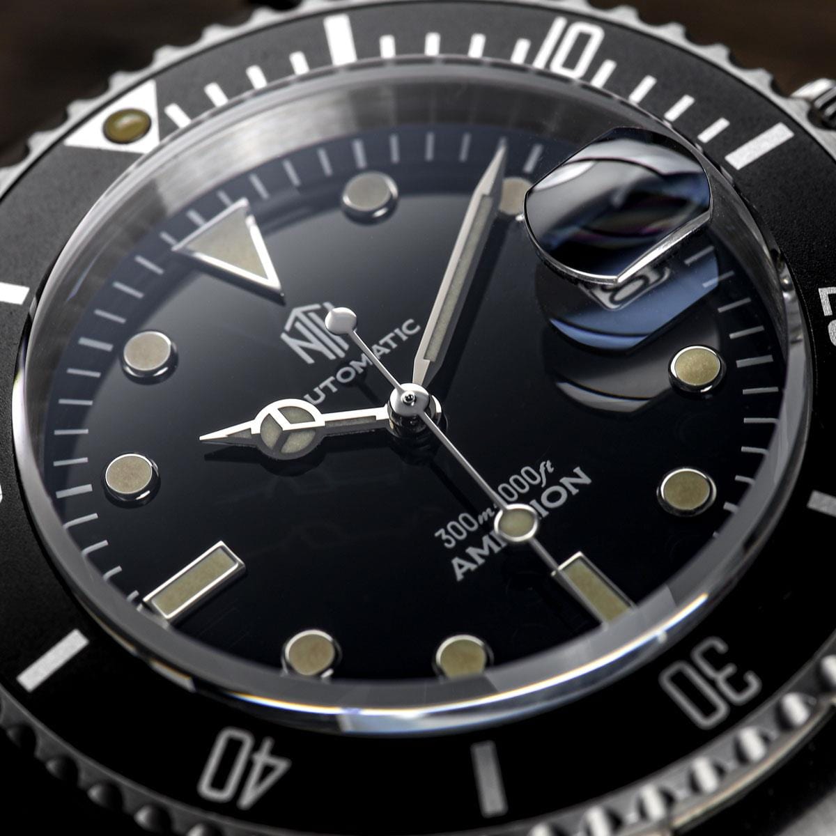 NTH Amphion Dive Watch - Onyx Black - Ridge Nylon - WatchGecko Exclusive