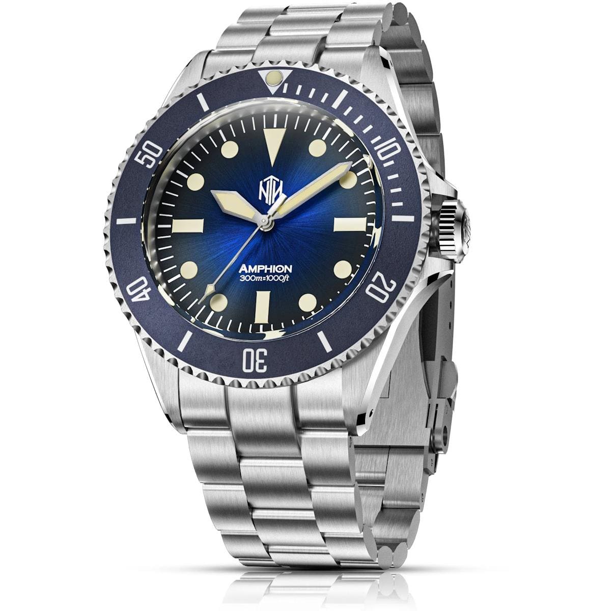 NTH Amphion Midnight Blue No Date - 3 Link Bracelet