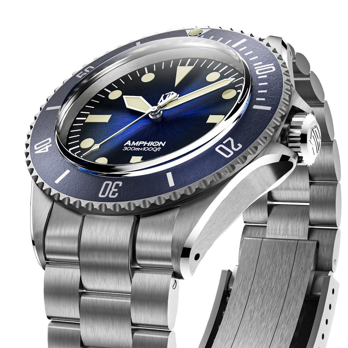NTH Amphion Midnight Blue No Date - 3 Link Bracelet