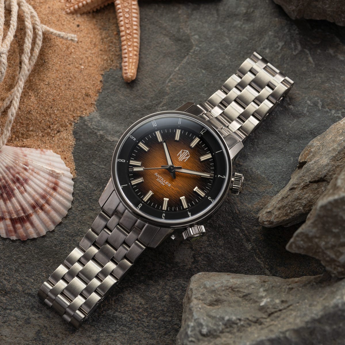 NTH Antilles Automatic Divers Watch - Dark Rum With Date - NEARLY NEW