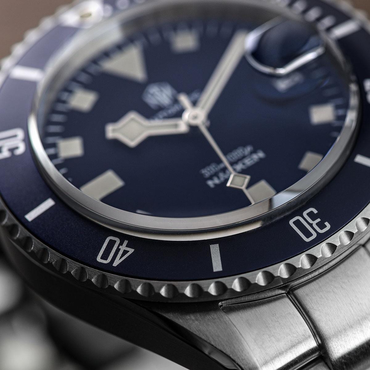 NTH Näcken Dive Watch - Admiral Blue - Ridge Nylon - WatchGecko Exclusive