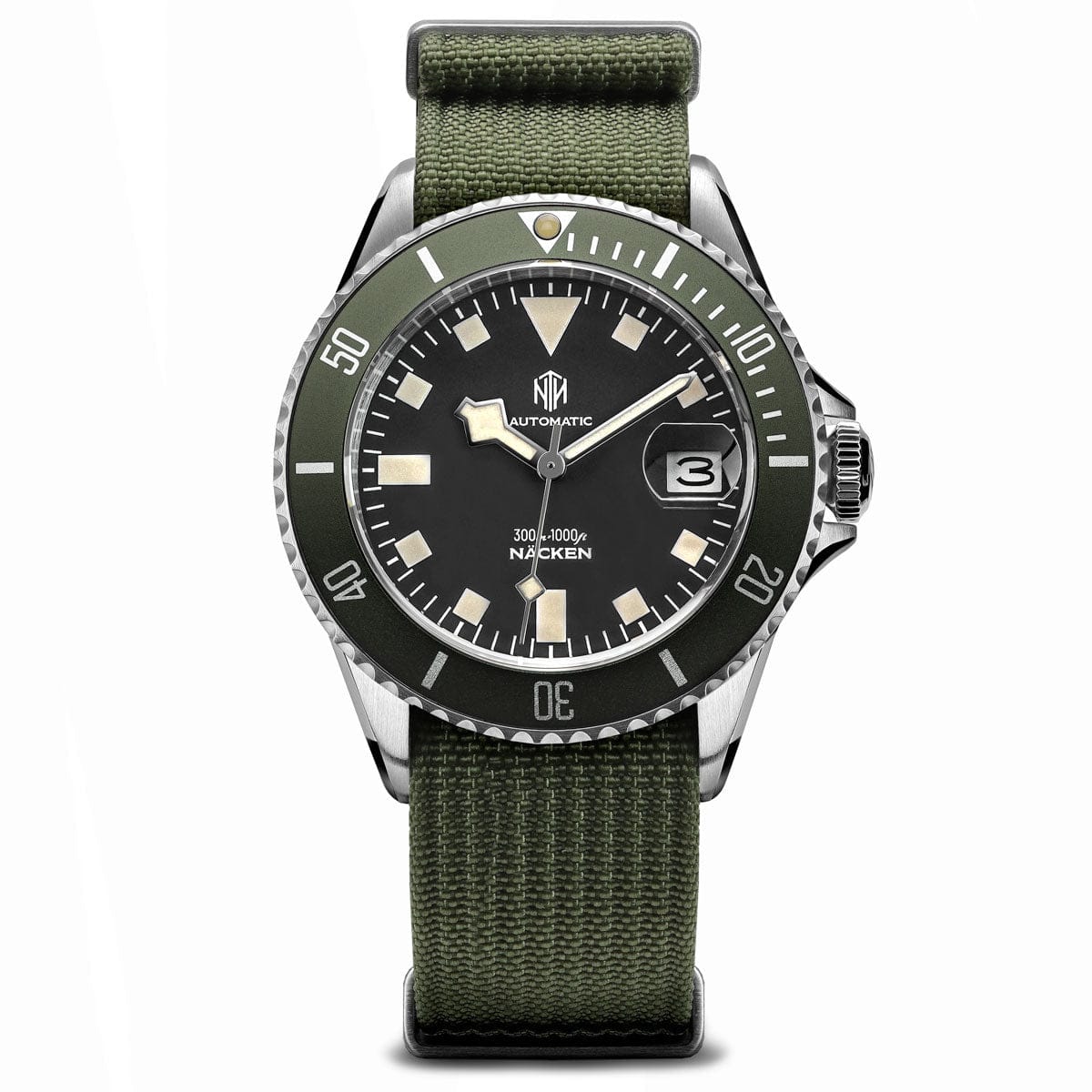 NTH Näcken Dive Watch - Reef Green - Ridge Nylon - WatchGecko Exclusive