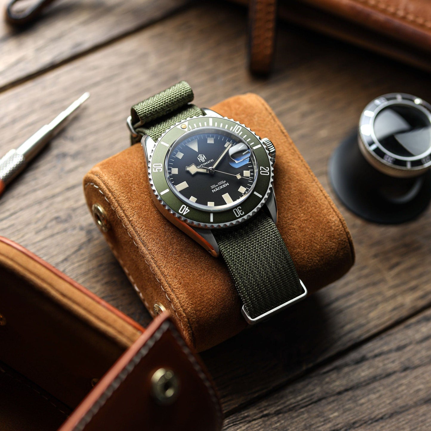 NTH Näcken Dive Watch - Reef Green - Ridge Nylon - WatchGecko Exclusive