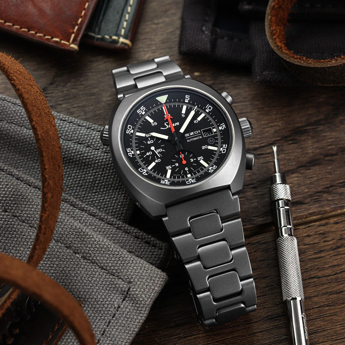 Sinn 140 St Space Chronograph Watch - Black Dial - Solid Bracelet - NEARLY NEW
