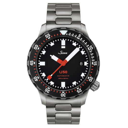Sinn U50 SDR (Tegiment Black Bezel) - Black Dial - Solid bracelet