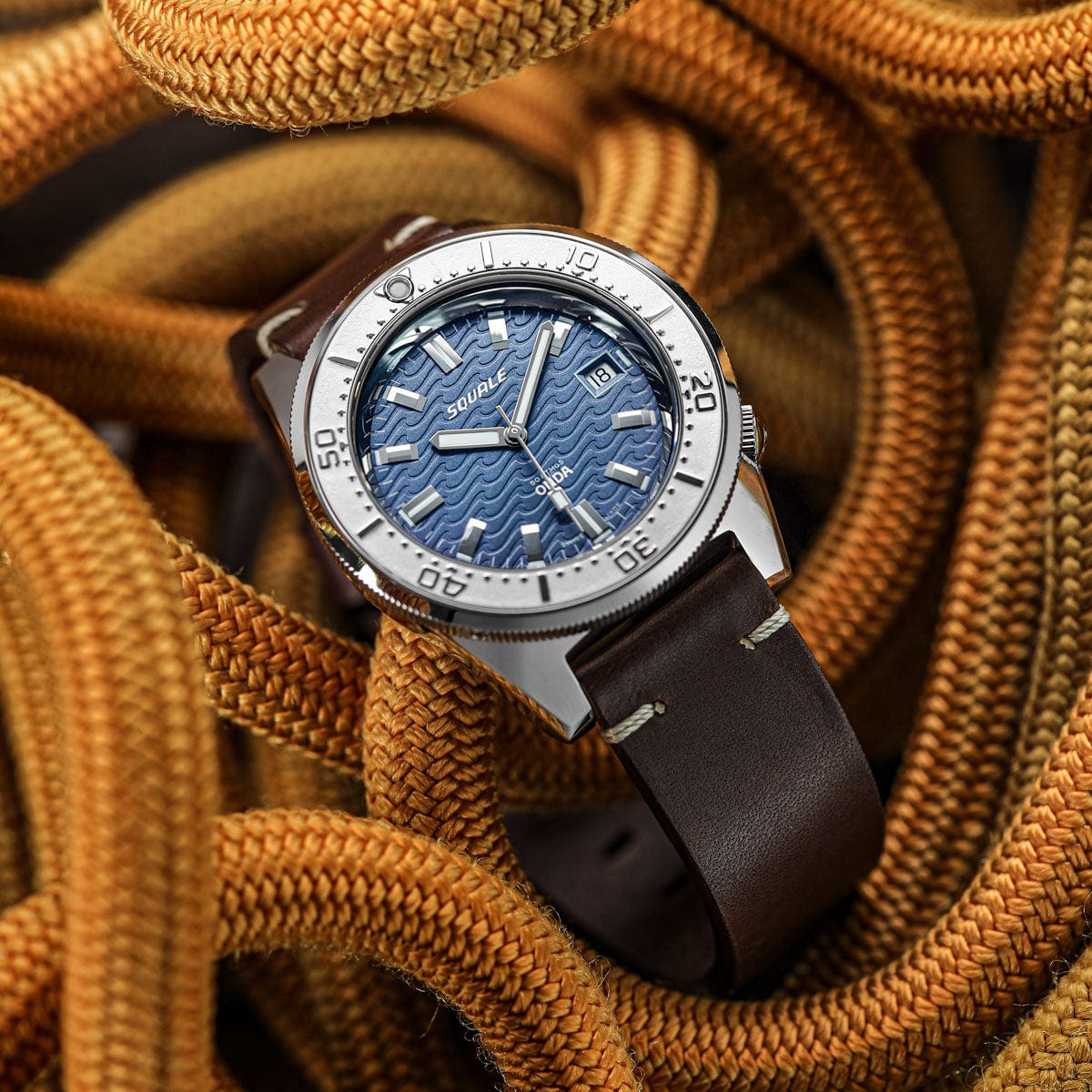 Squale 1521 Onda Blue Dial Swiss Made Diver's Watch - Leather - NEARLY NEW