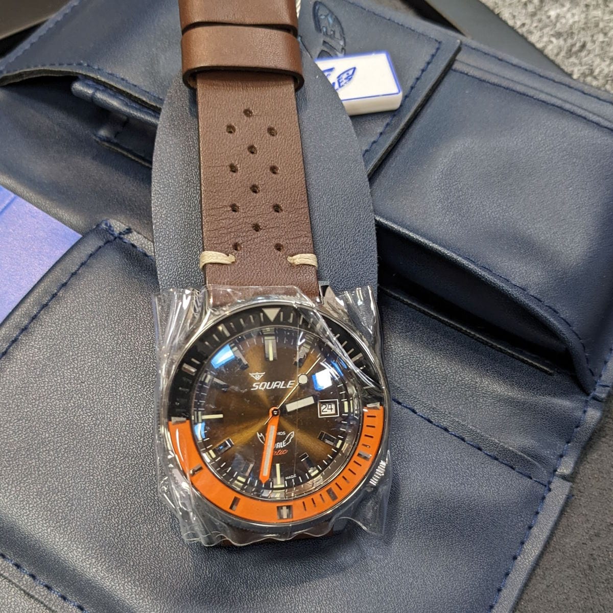 Squale Matic Swiss Diver's Watch - Leather Strap - Brown - NEARLY NEW