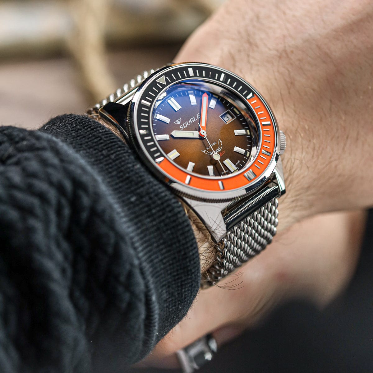 Squale Matic Swiss Diver's Watch - Mesh Bracelet - Brown - NEARLY NEW